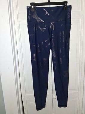 Old Navy Navy Leggings with Metallic Sheen